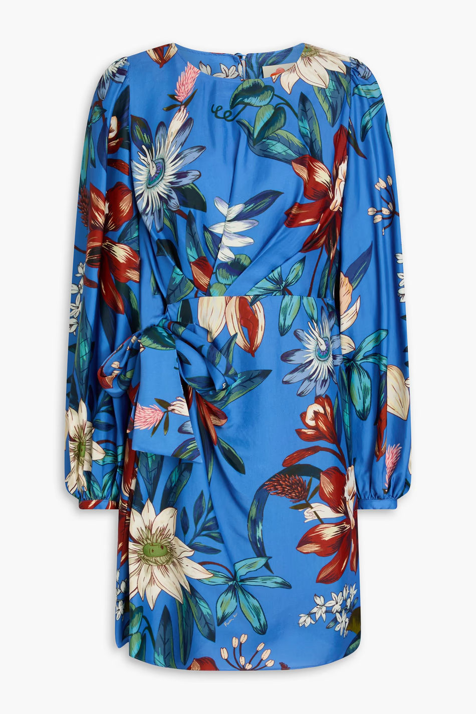 FARM RIO Wrap-effect floral-print twill mini dress