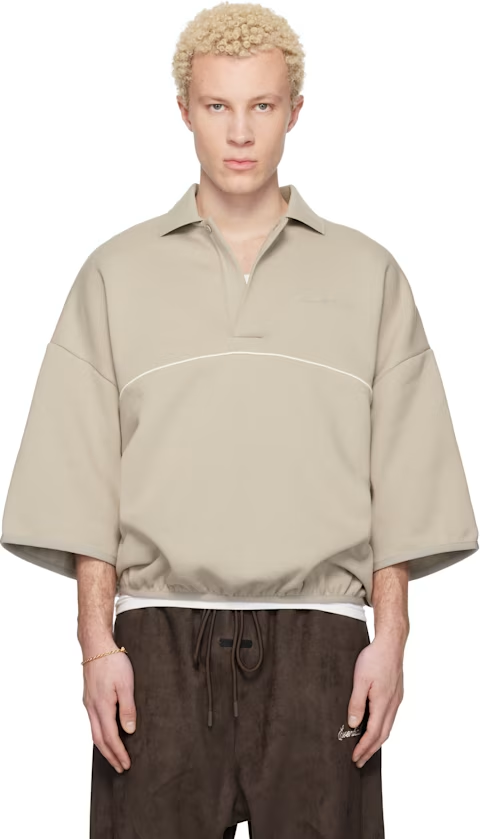 Fear of God ESSENTIALS Taupe Active Trace 3/4 Sleeve Modern Polo