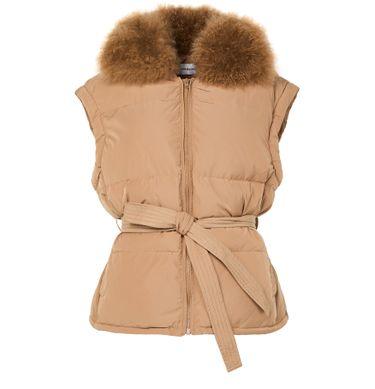 YVES SALOMON Belted hooded gilet in lambswool