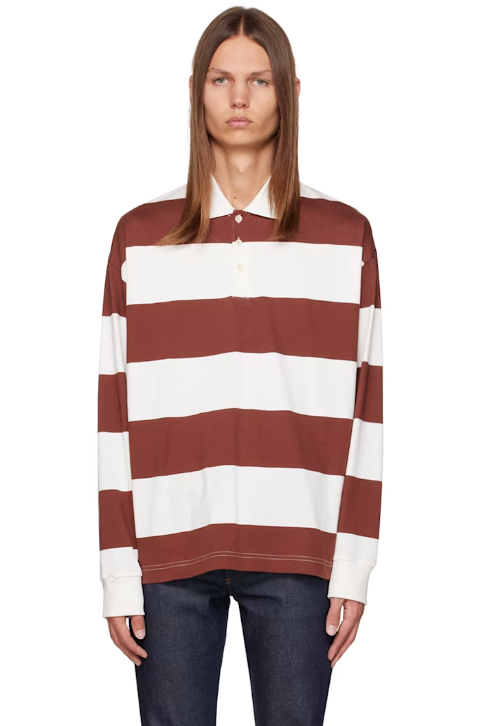 A.P.C. Brown & White Riley Polo