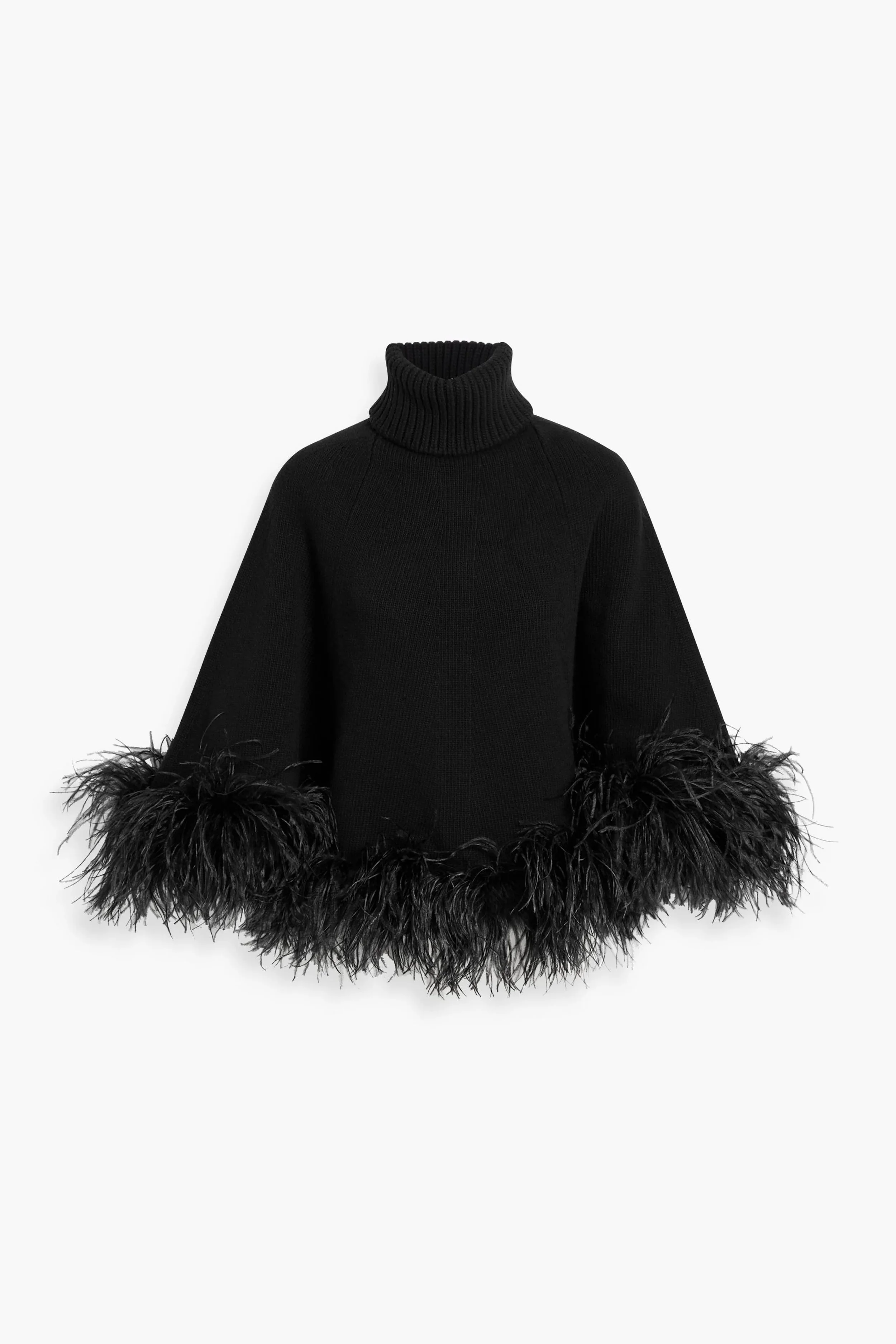 Valentino Garavani Feather-Embellished Virgin Wool Poncho