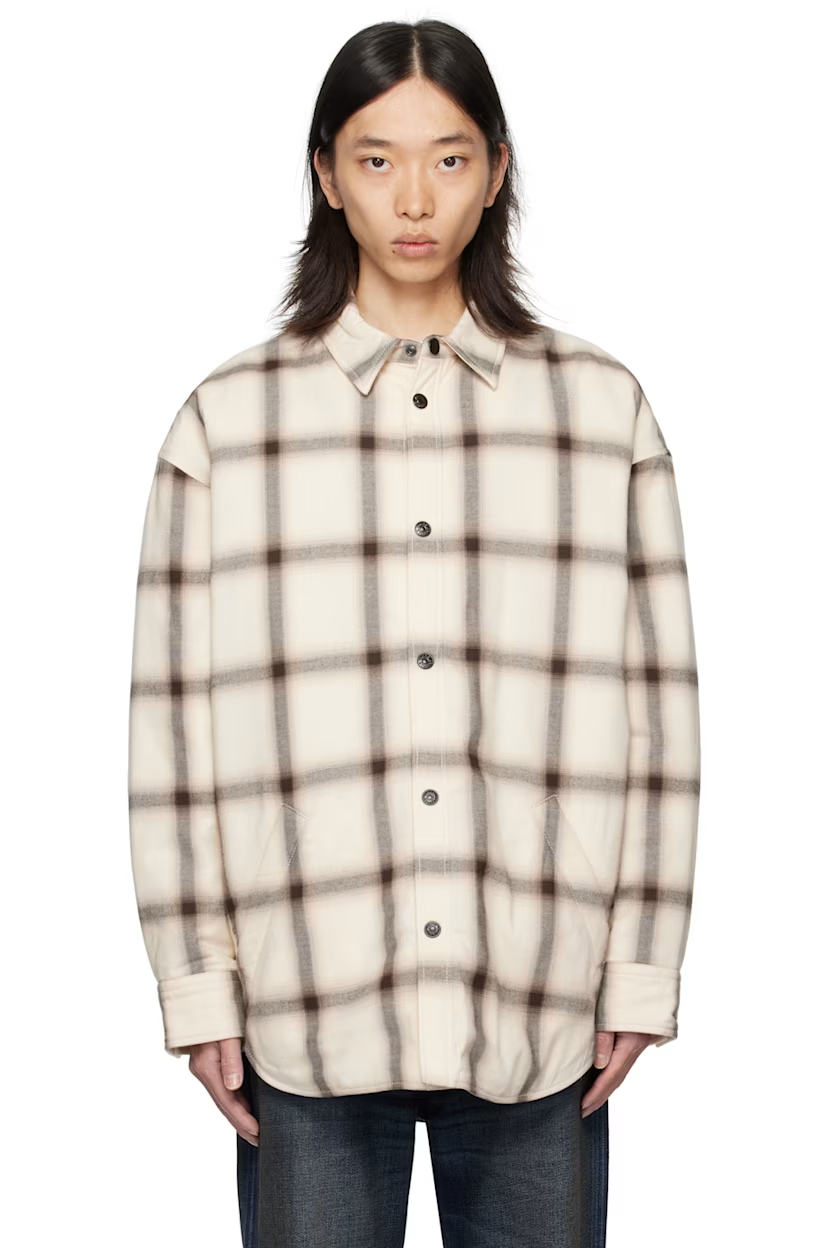 Acne Studios Off-White Flannel Button-Up Overshirt