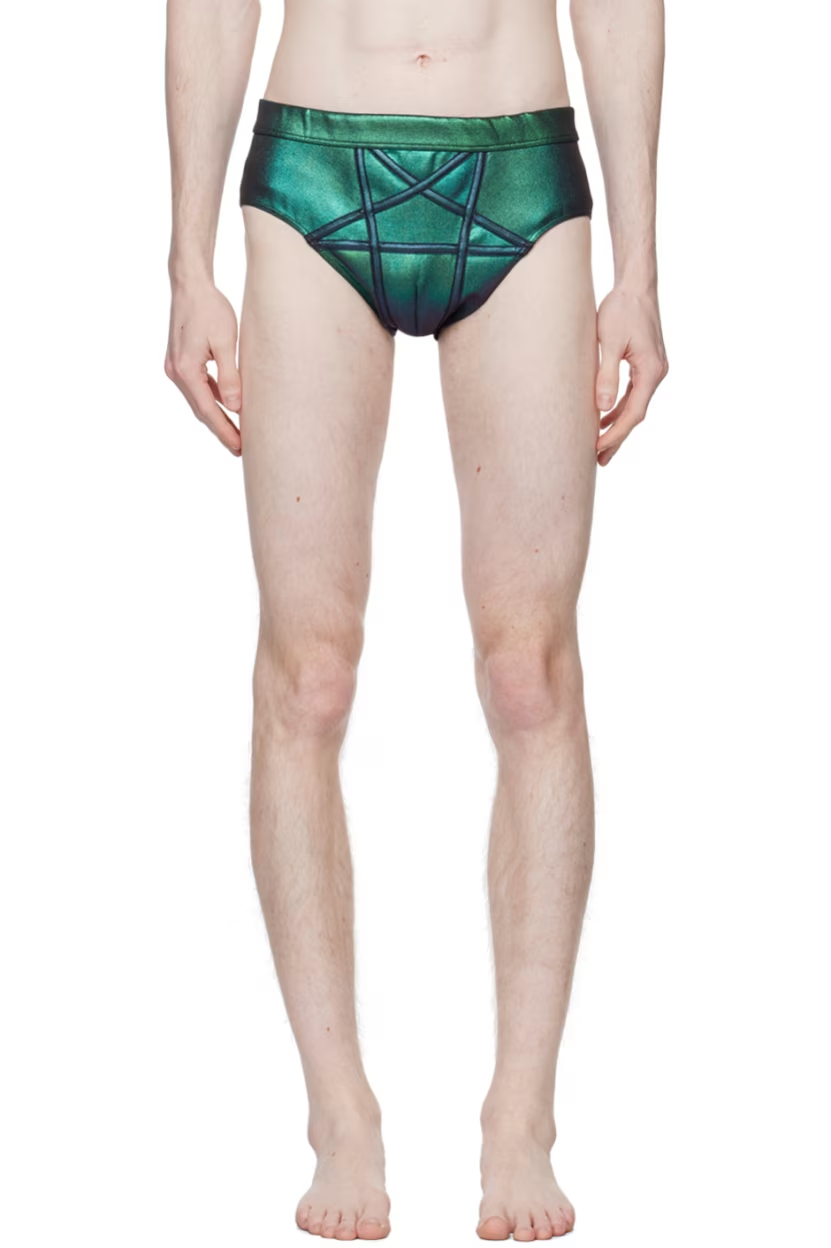 Rick Owens Green Penta Swim Briefs