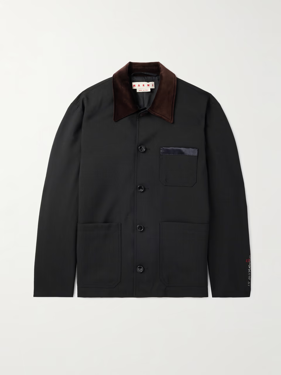 MARNI Cotton Velvet and Satin-Trimmed Grain de Poudre Wool Jacket