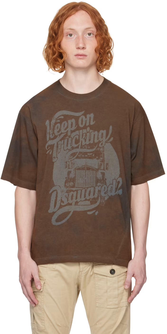Dsquared2 Brown 'Keep on Trucking' T-Shirt
