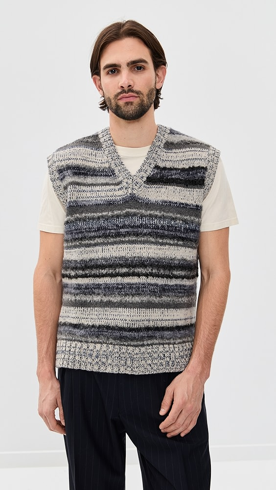 The Elder Statesman Boucle Mix Stripe Vest  Boucle Mix Stripe Vest