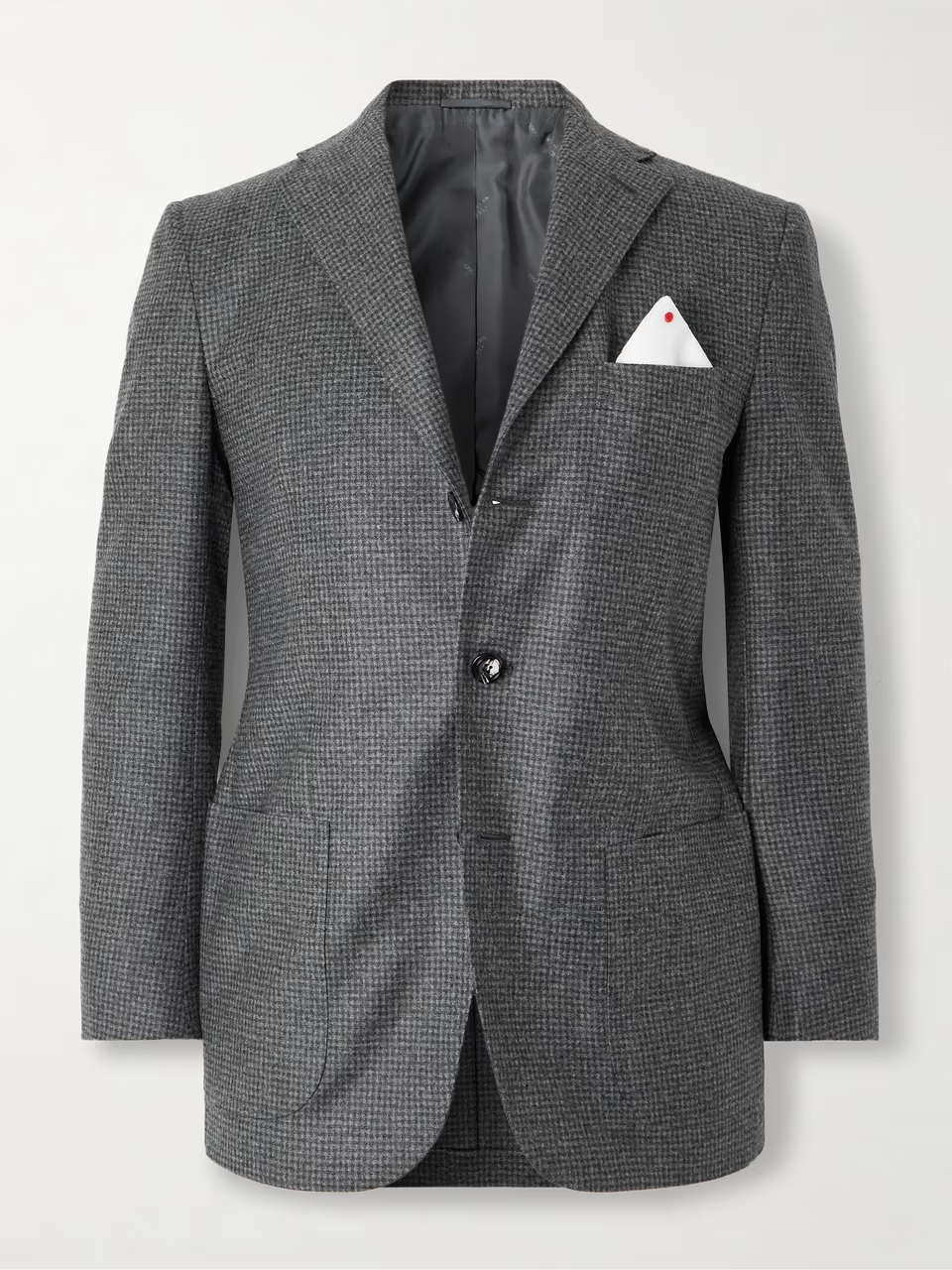KITON Puppytooth Virgin Wool and Cashmere-Blend Blazer