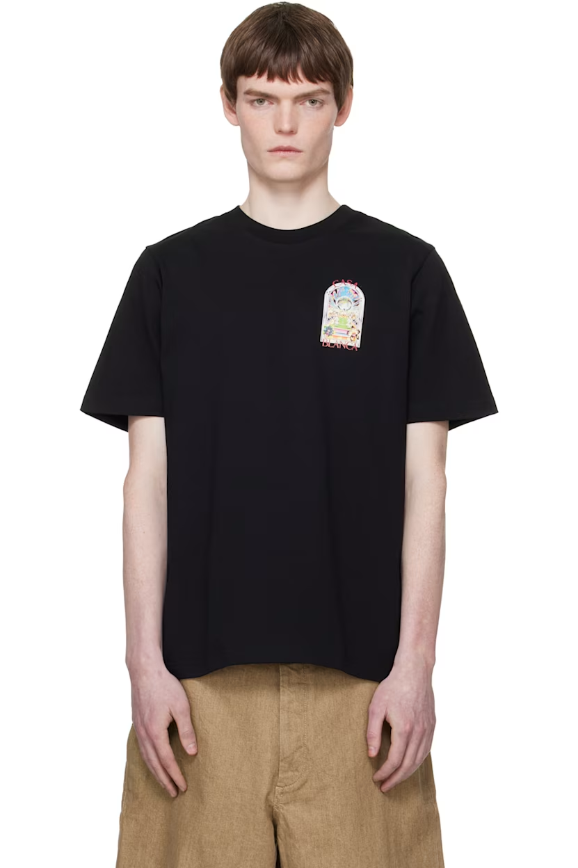 Casablanca Black Tennis Landscape Short Sleeve T-shirt
