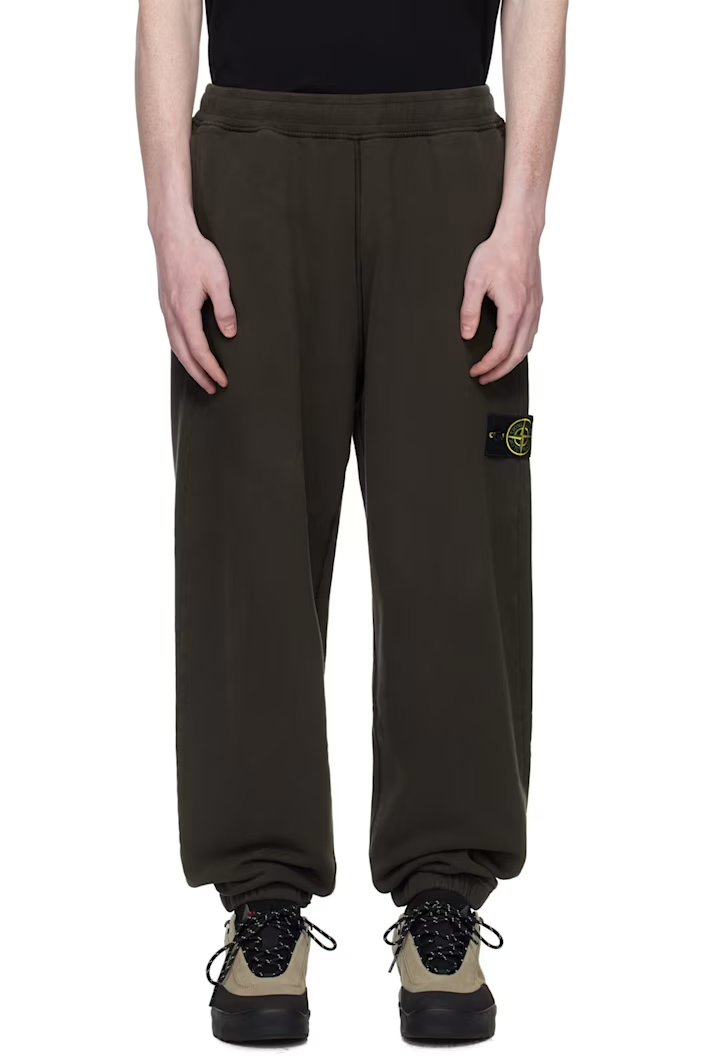 Stone Island Gray 6200004 Brushed Organic Cotton Fleece Sweatpants