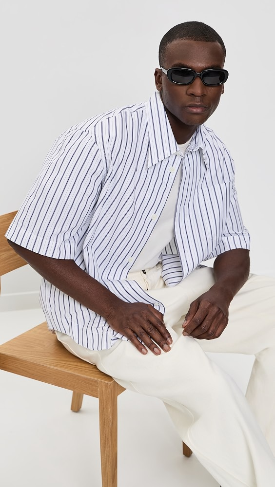 AMI Striped Camp Collar Shirt Striped Camp Collar Shirt