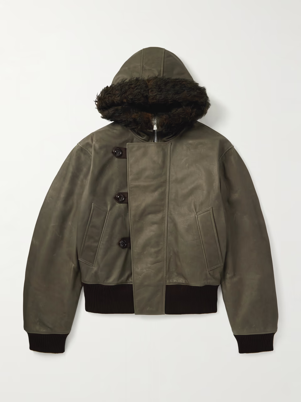OUR LEGACY Compel Plush-Trimmed Leather Jacket