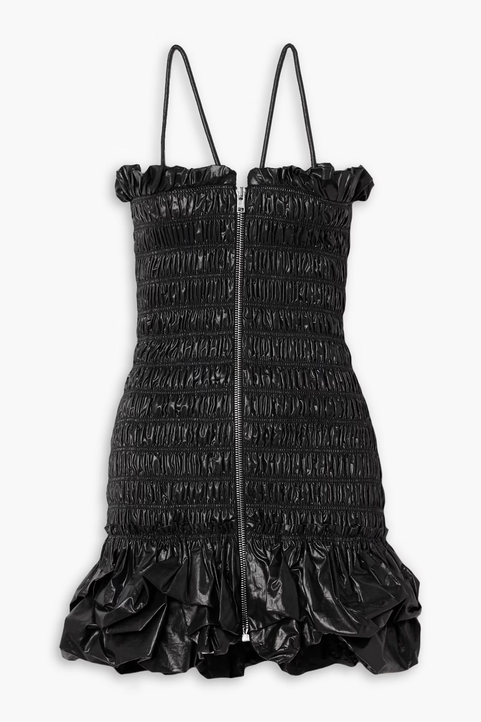 ISABEL MARANT Daily ruched ruffled coated cotton-blend mini dress