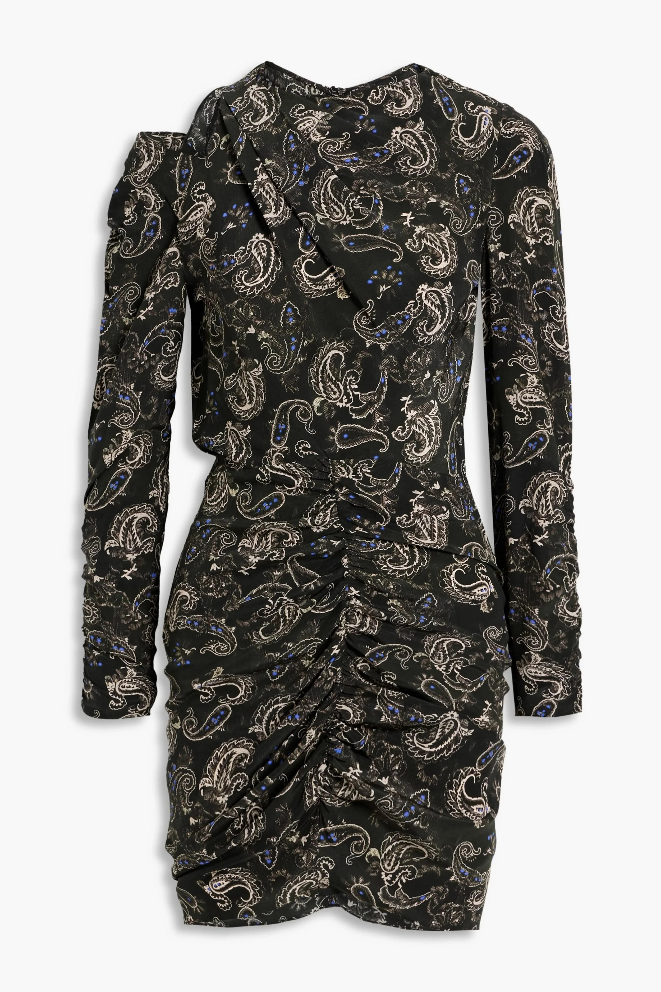 Isabel Marant Tosca Ruched Paisley-Print Silk Mini Dress
