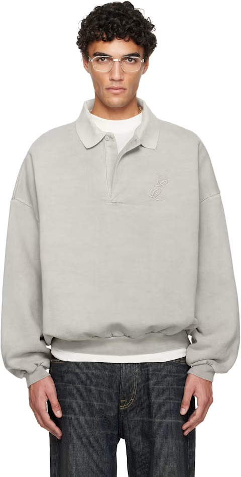 Fear of God ESSENTIALS Gray Holiday Embroidered Classic Polo