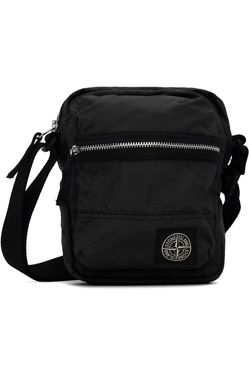 Stone Island Black 9200015 Coated Nylon Metal ECONYL Pouch
