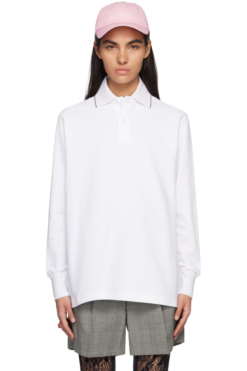 We11done White Scalloped Edge Polo
