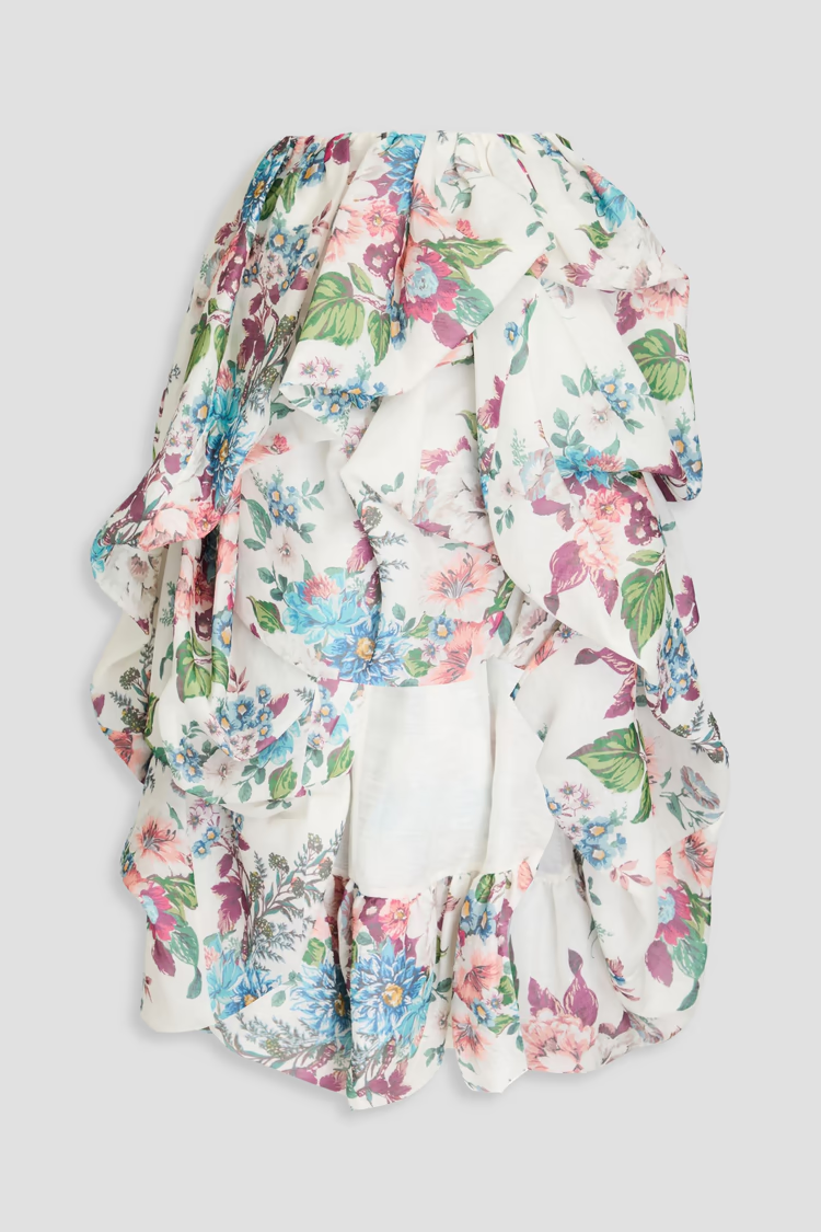 ZIMMERMANN Draped linen and silk-blend gauze midi skirt