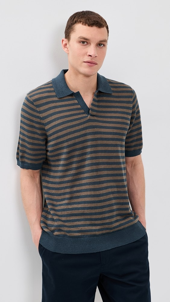 Faherty Linen Sweater Polo Top Linen Sweater Polo Top