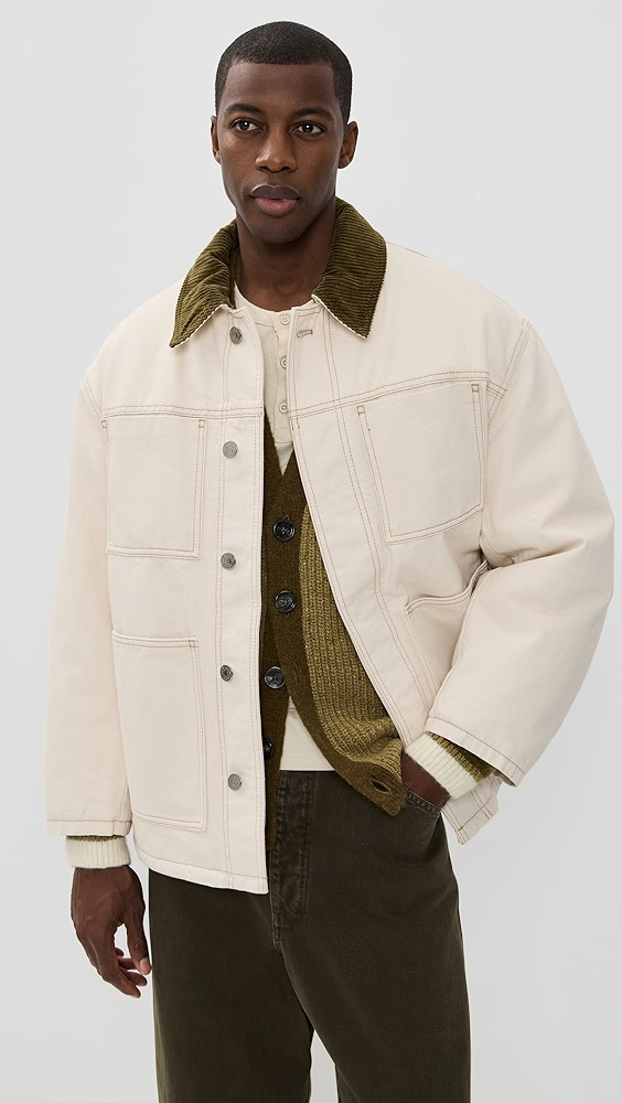 AMI Off-White Cotton Twill Veste Worker  Off-White Cotton Twill Veste Worker