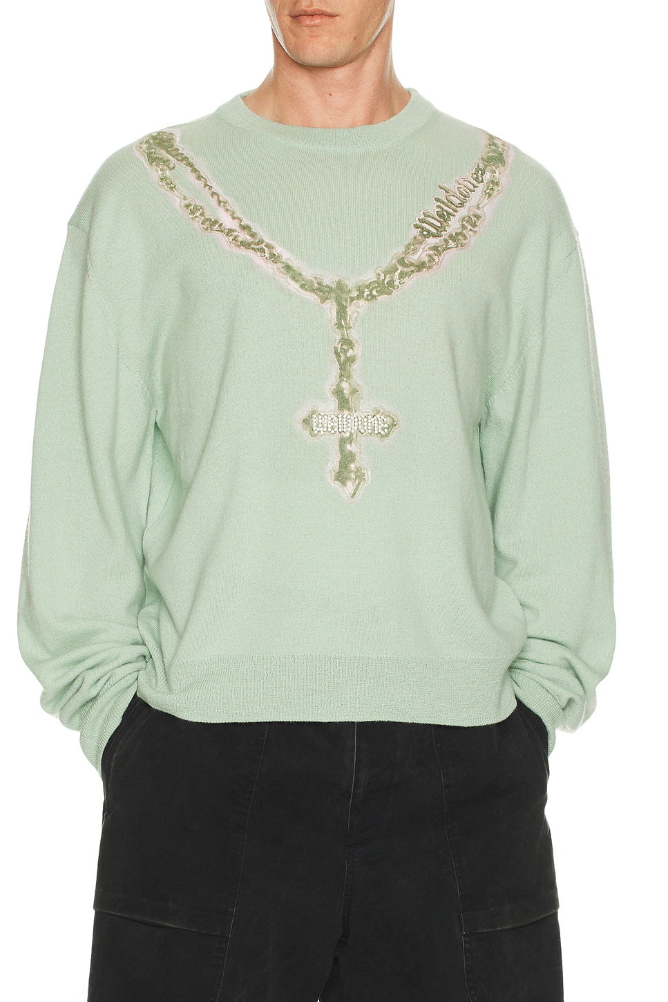 WE11DONE Pearl Logo Necklace Print Pullover