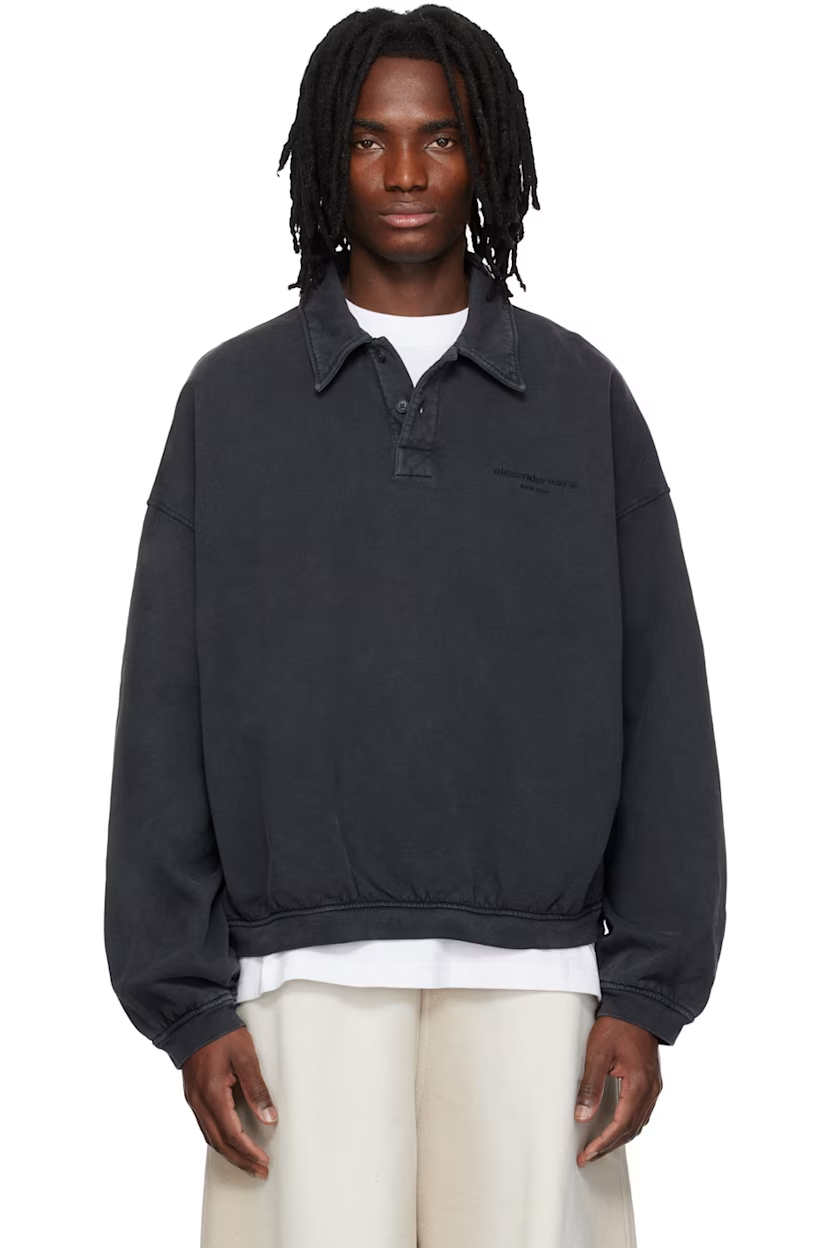 Alexander Wang Black Long Sleeve Polo