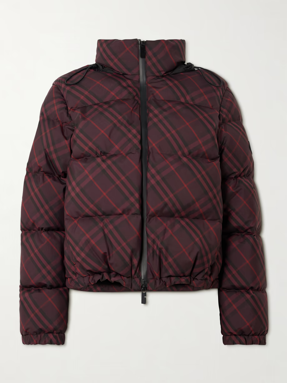 BURBERRY Hooded checked quilted shell jacket