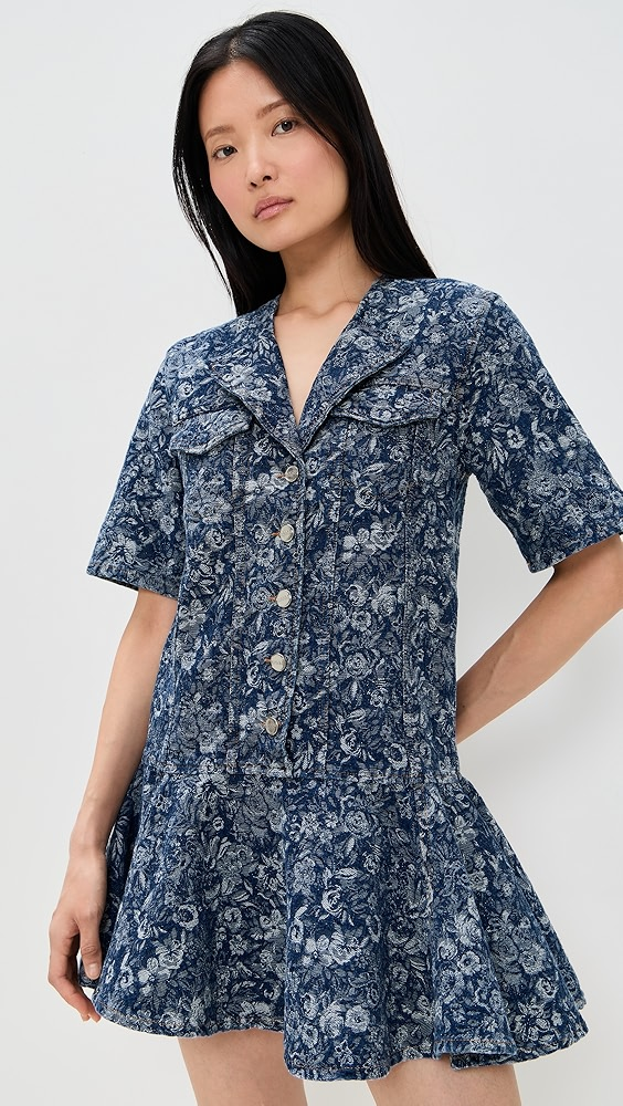 GANNI Tapestry Denim Mini Dress  Tapestry Denim Mini Dress