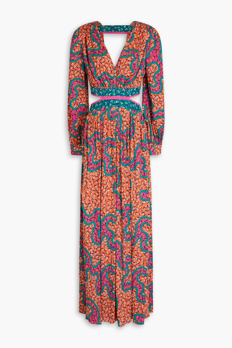 DIANE VON FURSTENBERG Jenifer cutout printed mousseline maxi dress