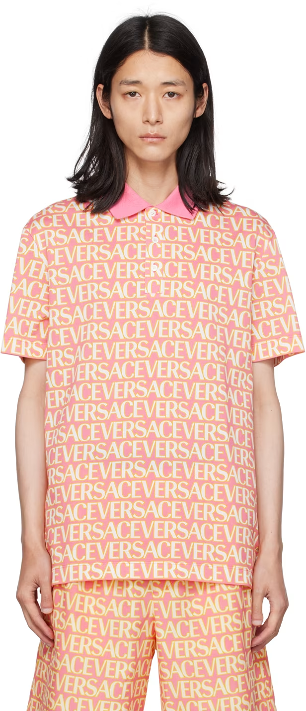Versace Pink & Yellow Allover Polo