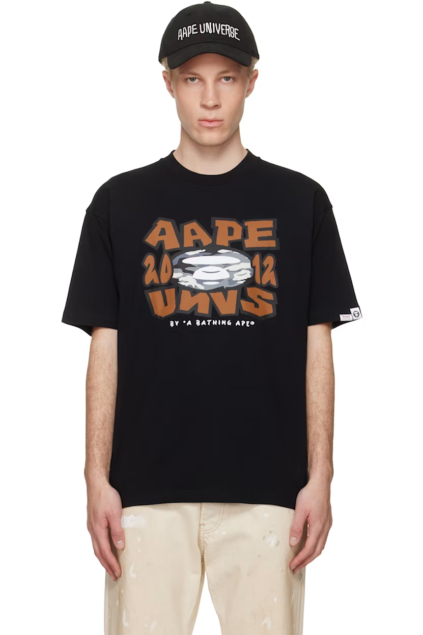 AAPE by A Bathing Ape Black 'AAPE' Theme Main T-shirt