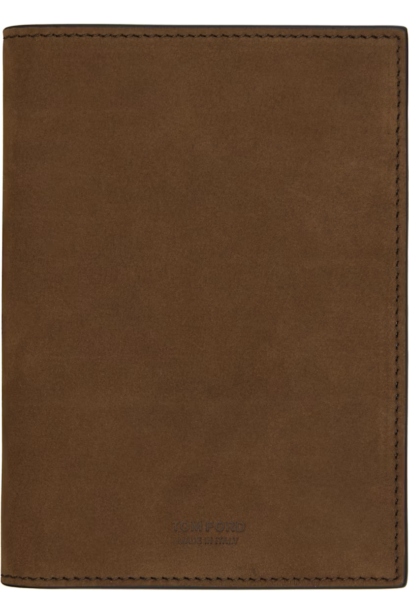 TOM FORD Brown Nubuck 'T Line' Passport Holder