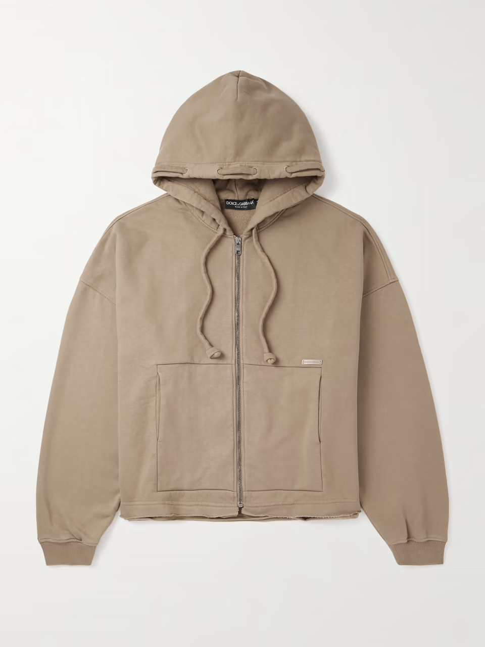 DOLCE&GABBANA Oversized Logo-Appliquéd Cotton-Jersey Zip-Up Hoodie