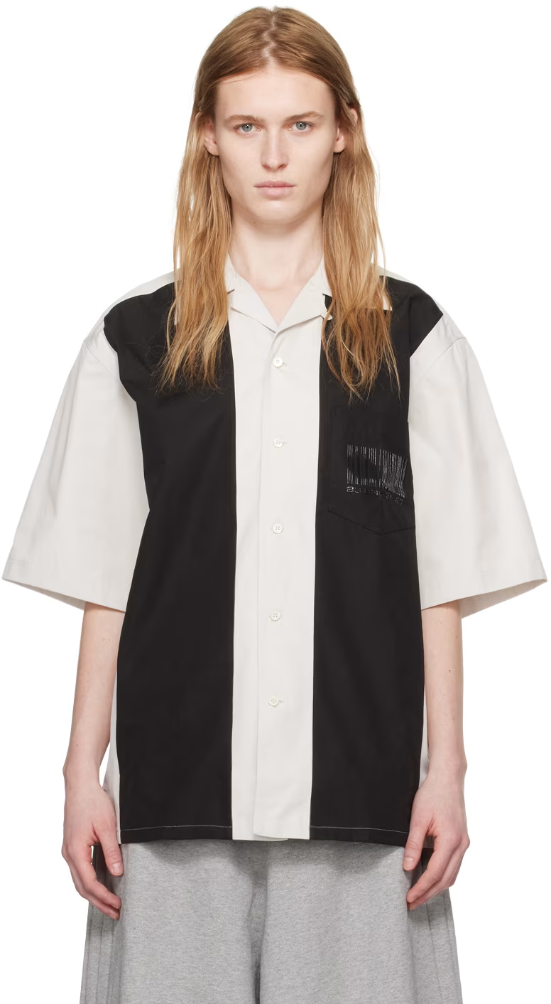 VTMNTS Gray & Black Spread Collar Shirt