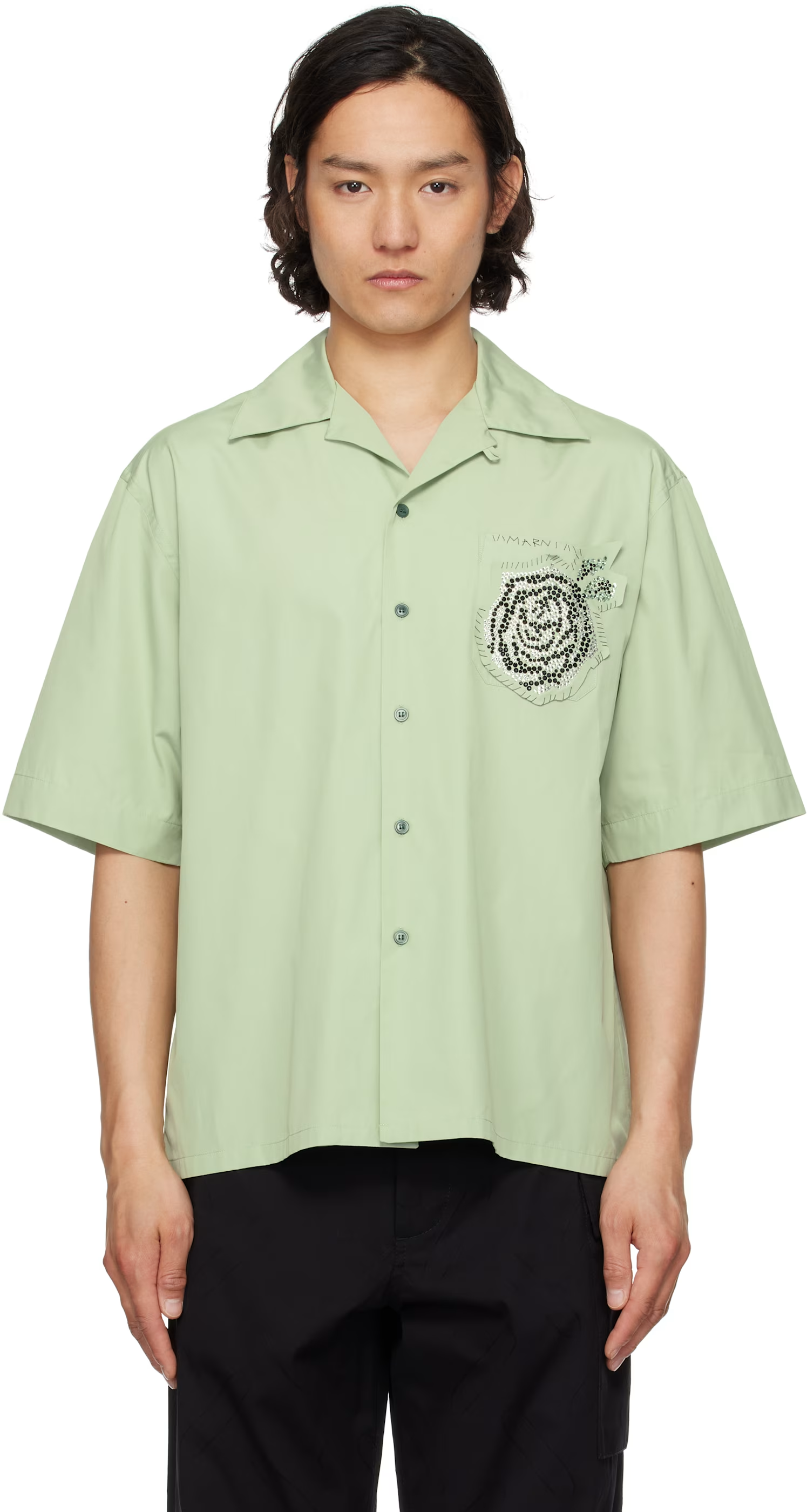 Marni Green Cotton Poplin Shirt