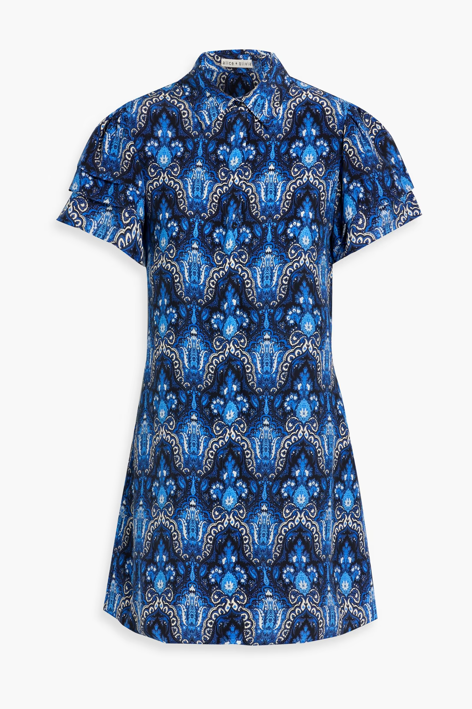 ALICE + OLIVIA Jem printed cupro mini shirt dress