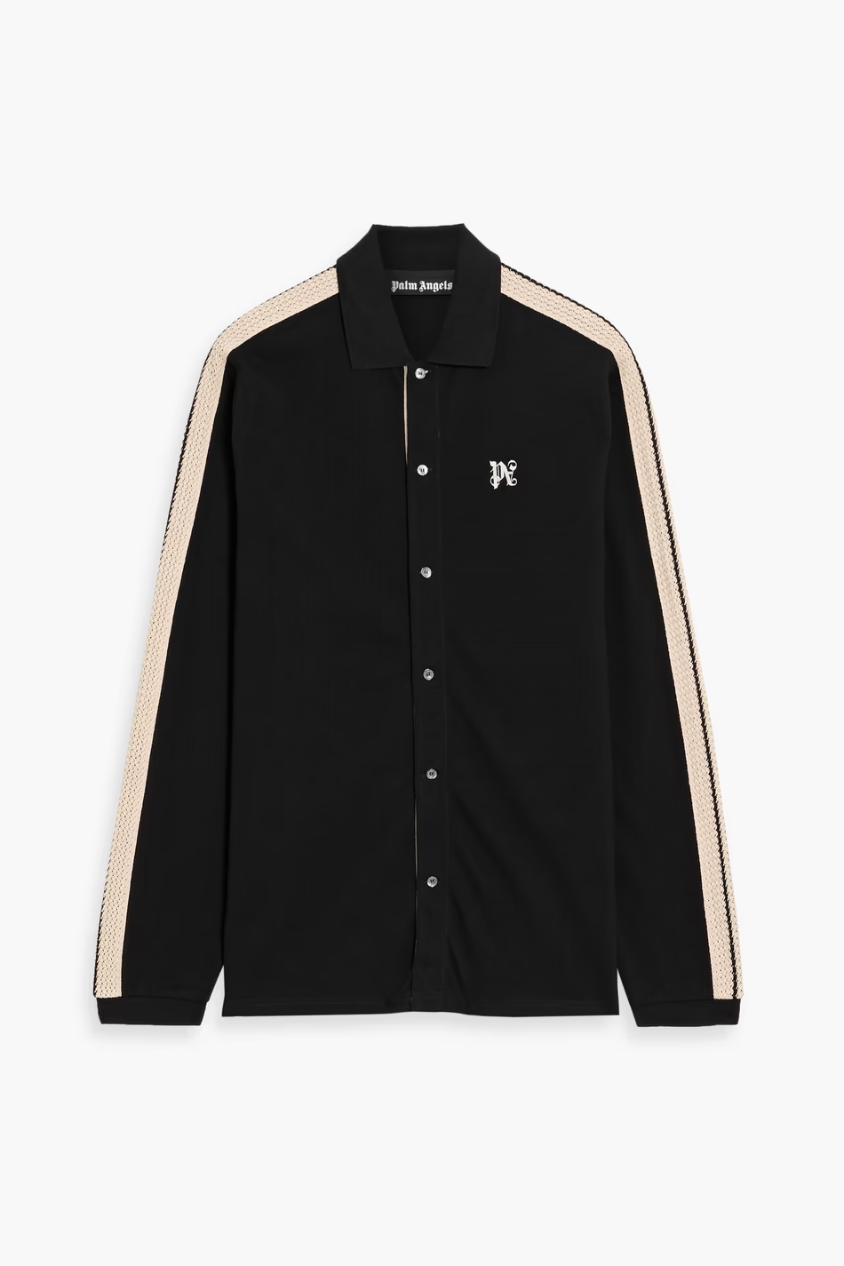 PALM ANGELS Crochet-trimmed cotton-piqué shirt