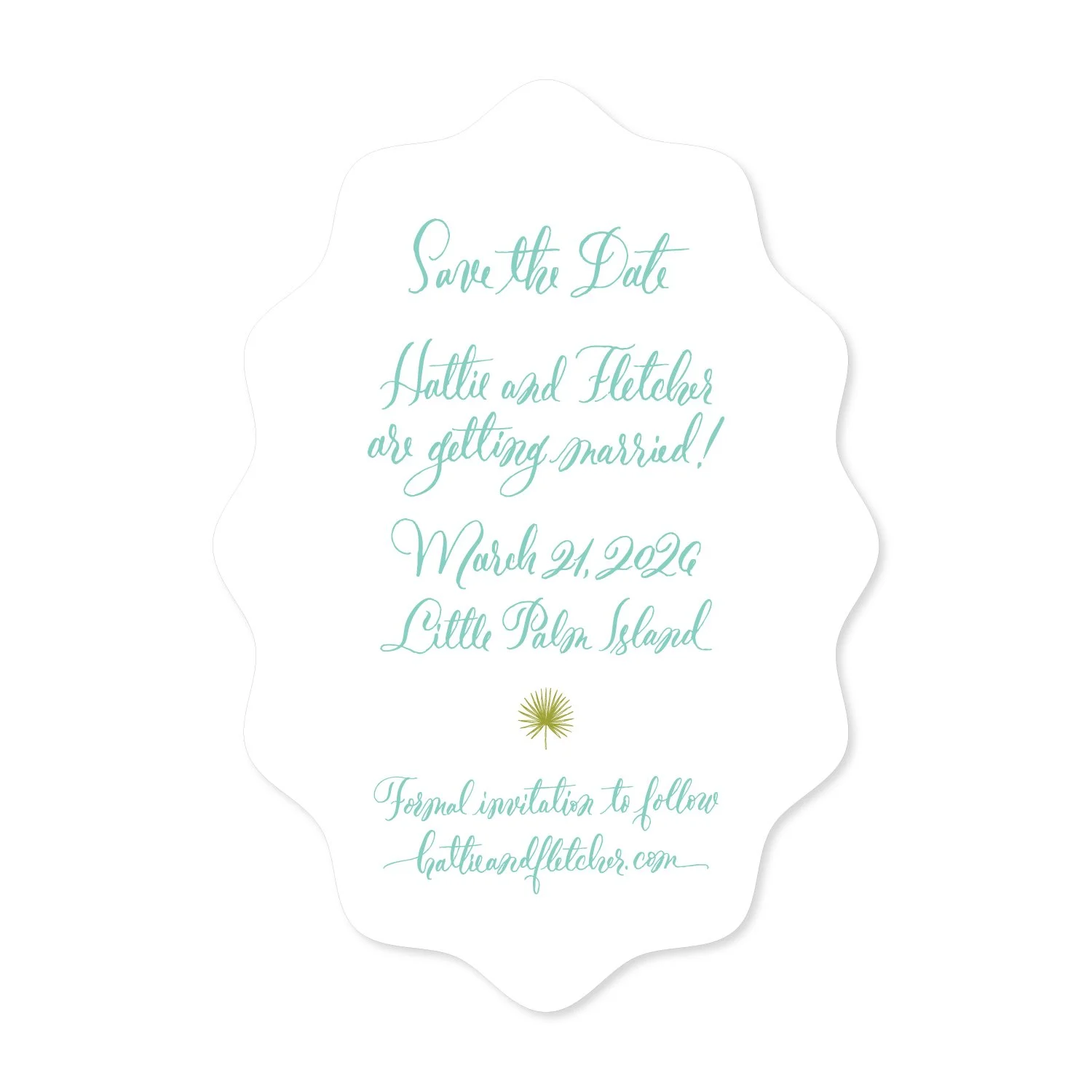 Hattie Wavy Oval Calligraphy Save the Date