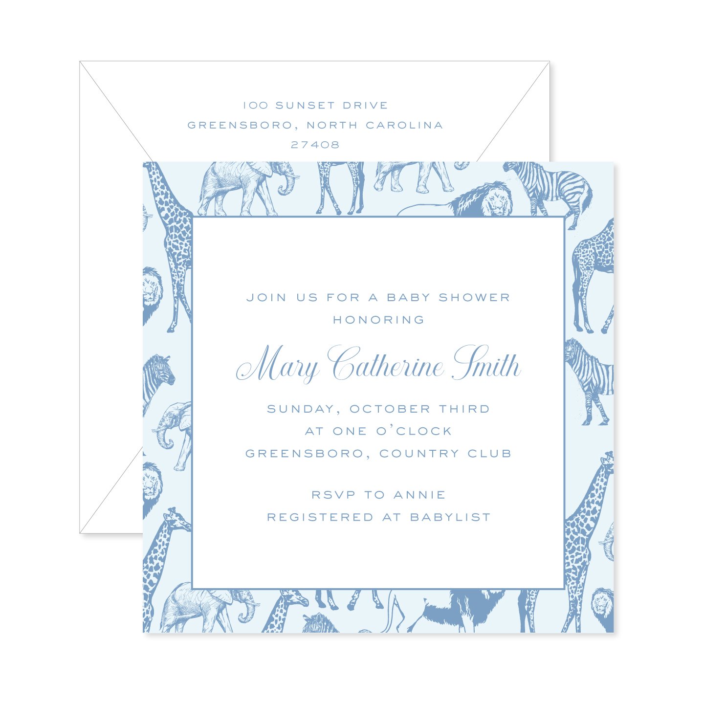 Zoo Animals Blue Invitation