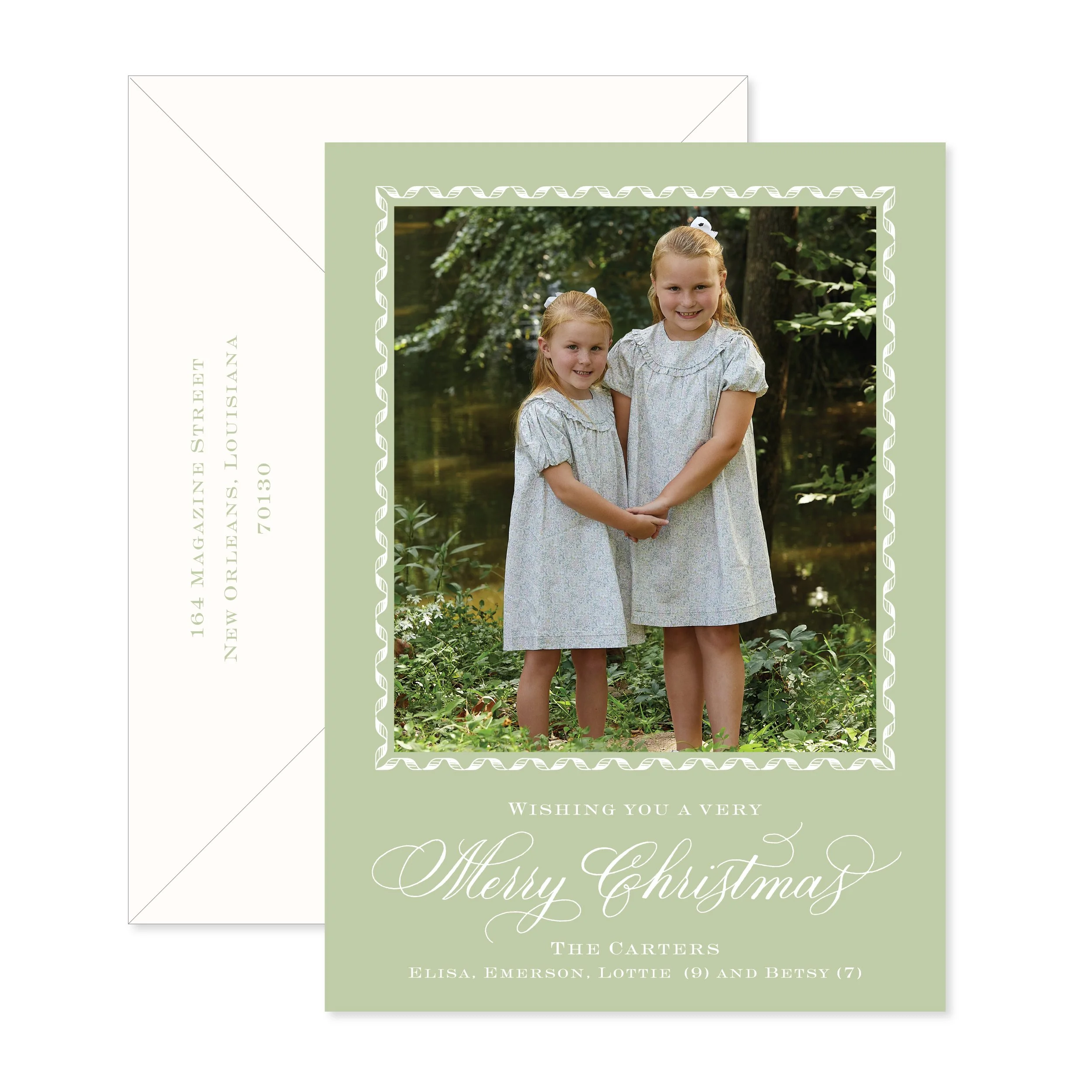 Merry Christmas Calligraphy Ribbon Border