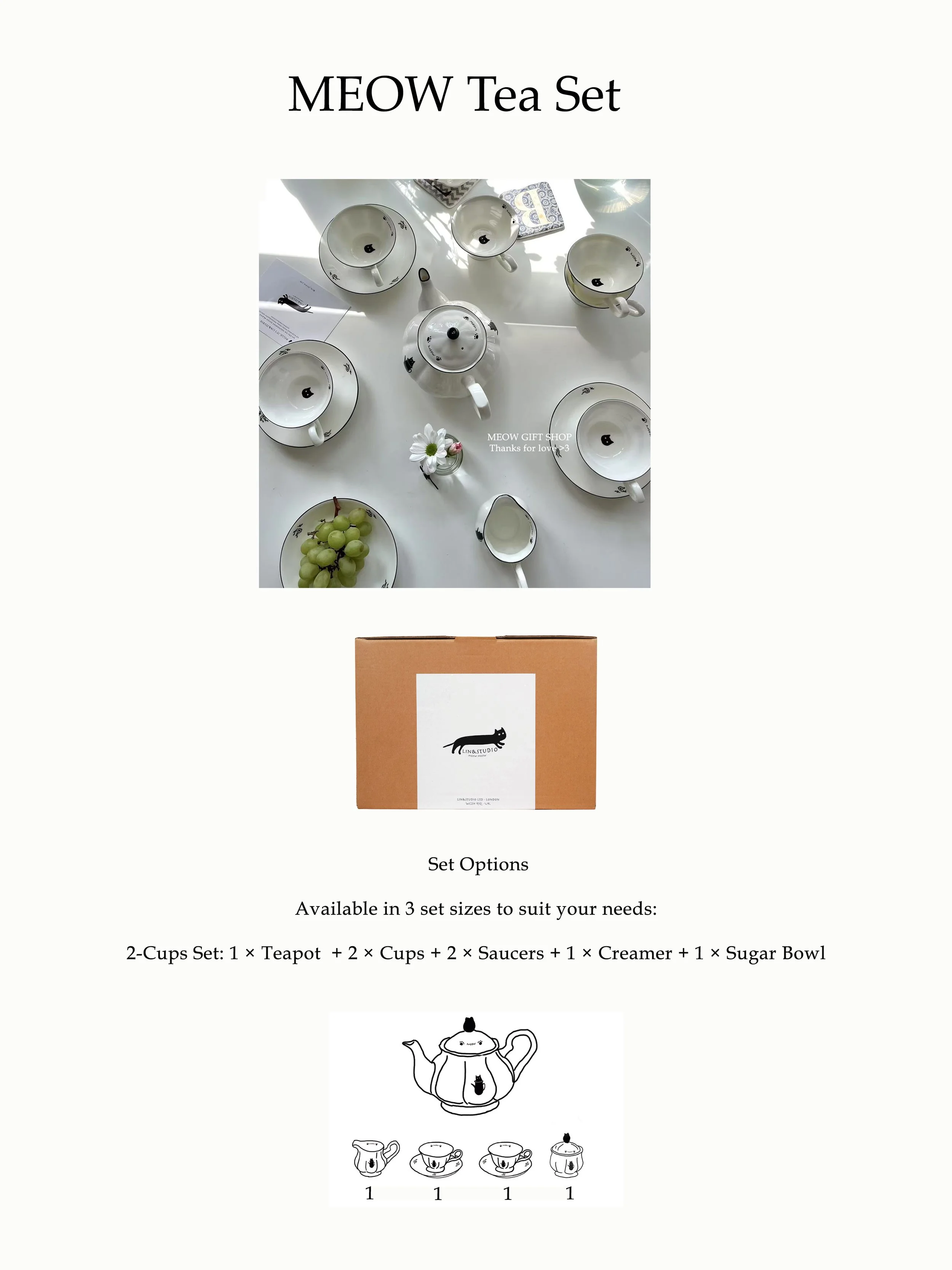 Meow Ceramic Teaware Set