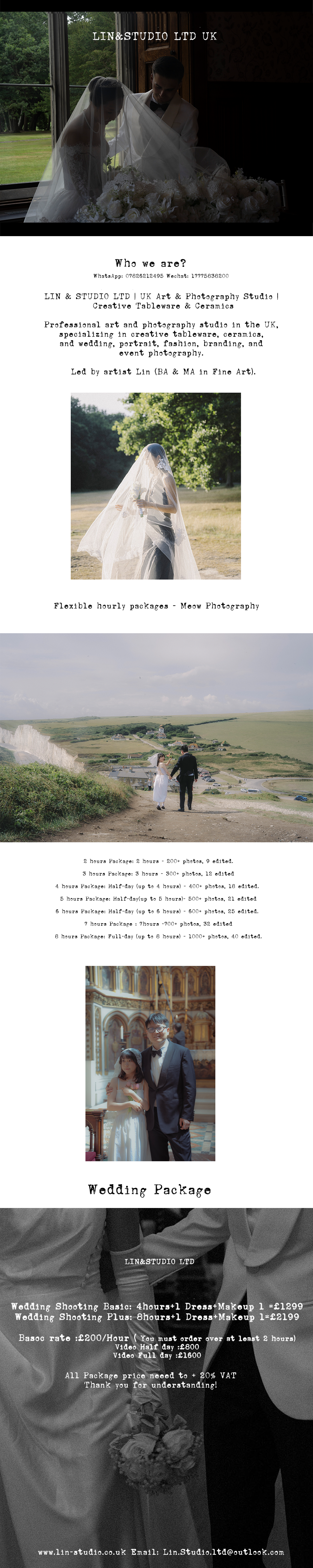 LIN&STUDIO LTD Professional wedding and portrait photography by the hour. Flexible packages in London, UK.