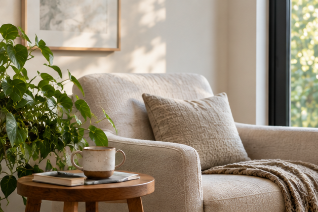 Warm, comfortable therapy setting for individual sessions.