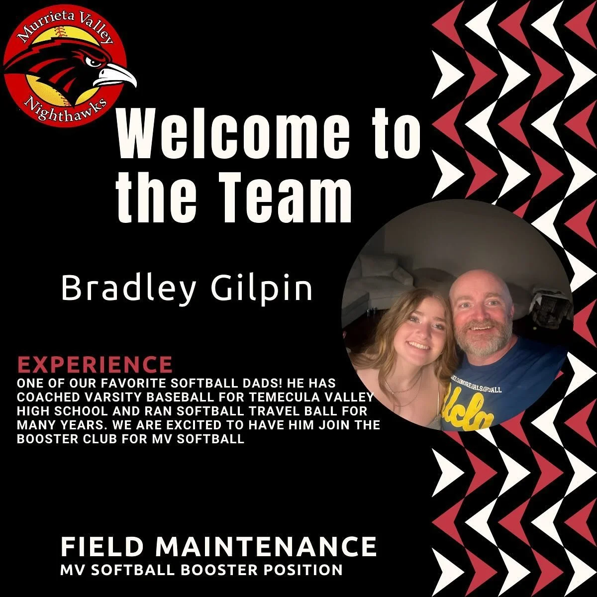 We love our softball family and are very excited to welcome Brad! He will be filling a new position on the board, Field Maintenance. Please help me by welcoming him! 👏🏽 ❤️ 🖤 🥎 #mvsoftball #softball #weloveparentvolunteers