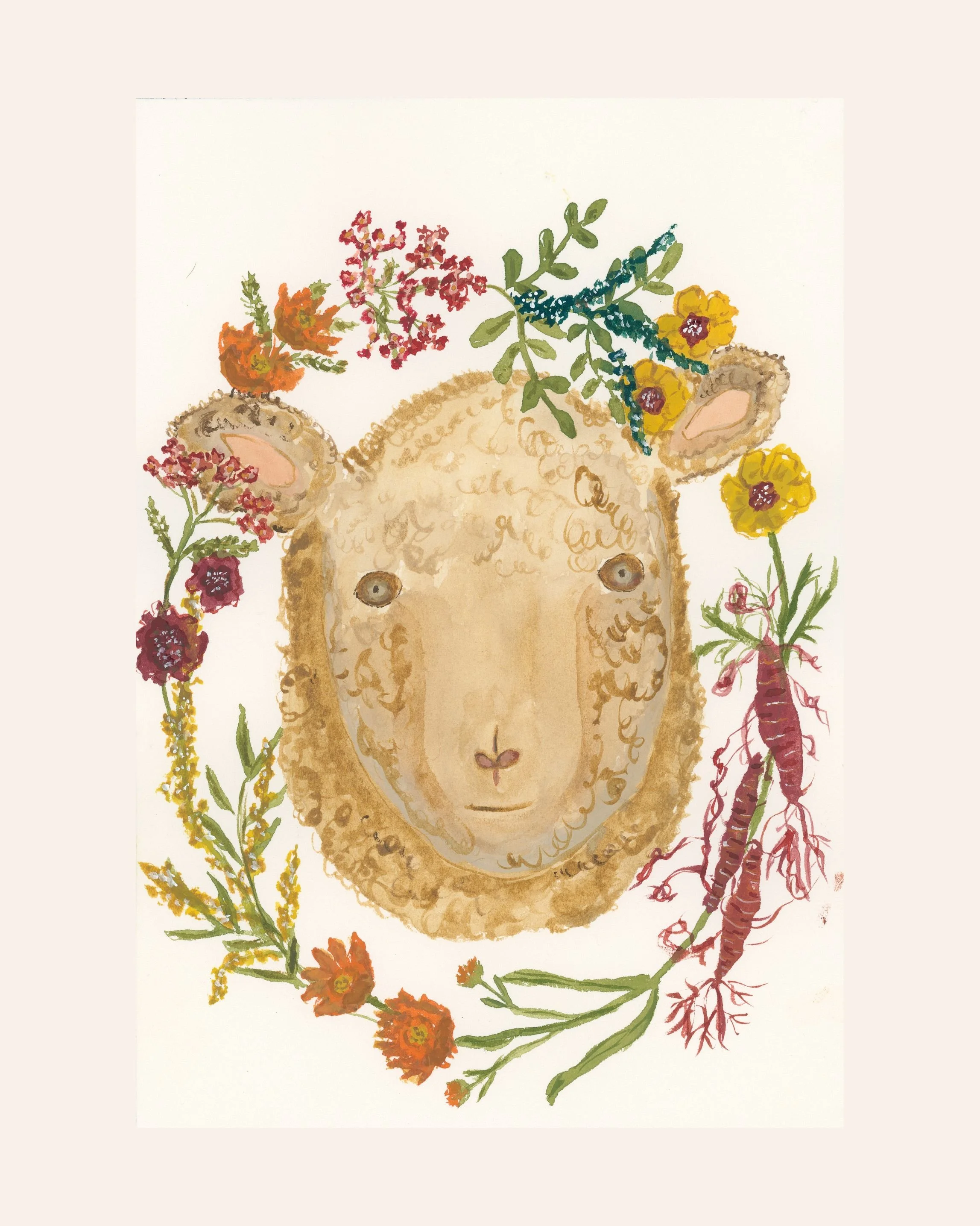 Sheep & Dye Plants- 7x10"