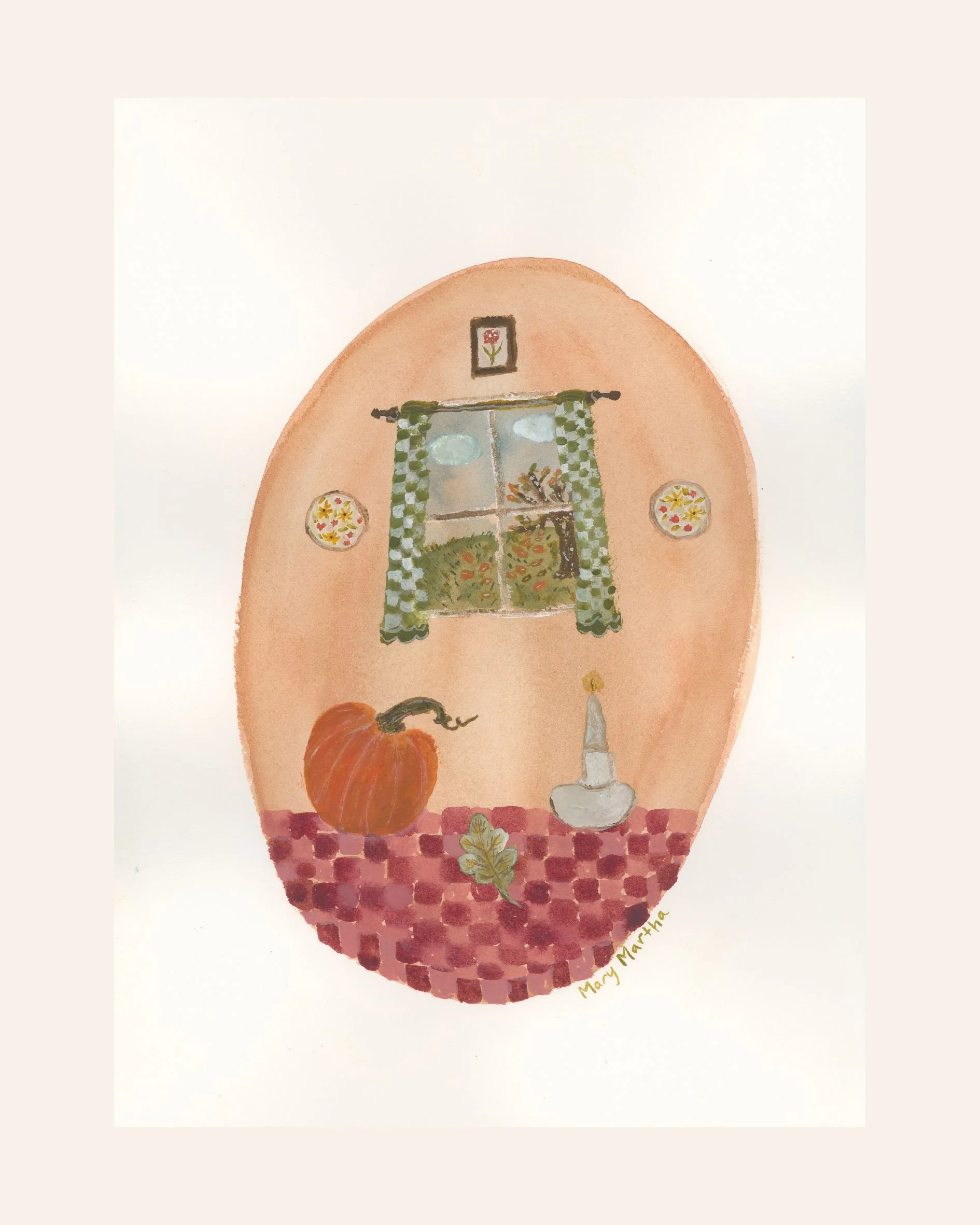 Pumpkins & Leaves- 9x12"