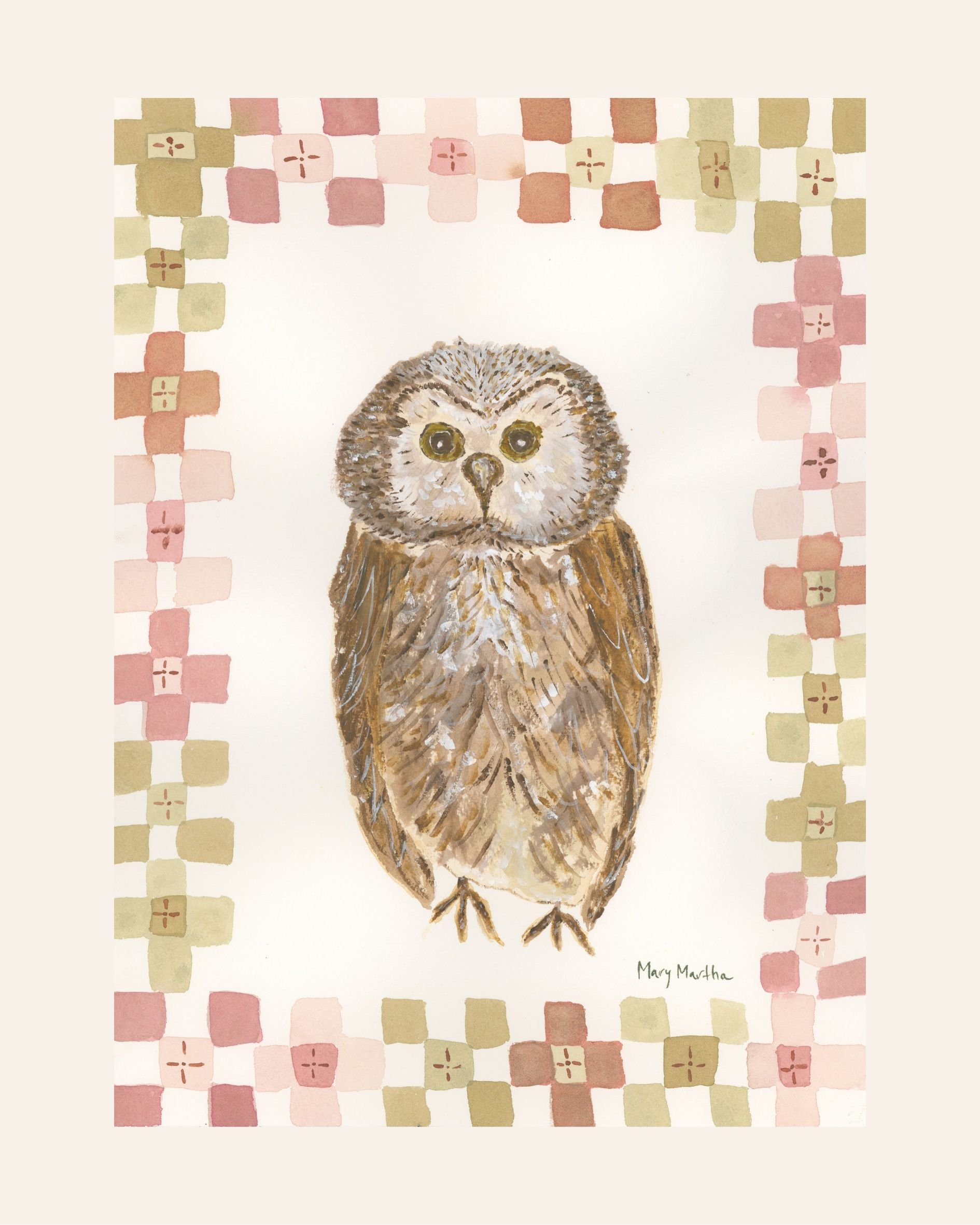 Wise Little Owl- 9x12"