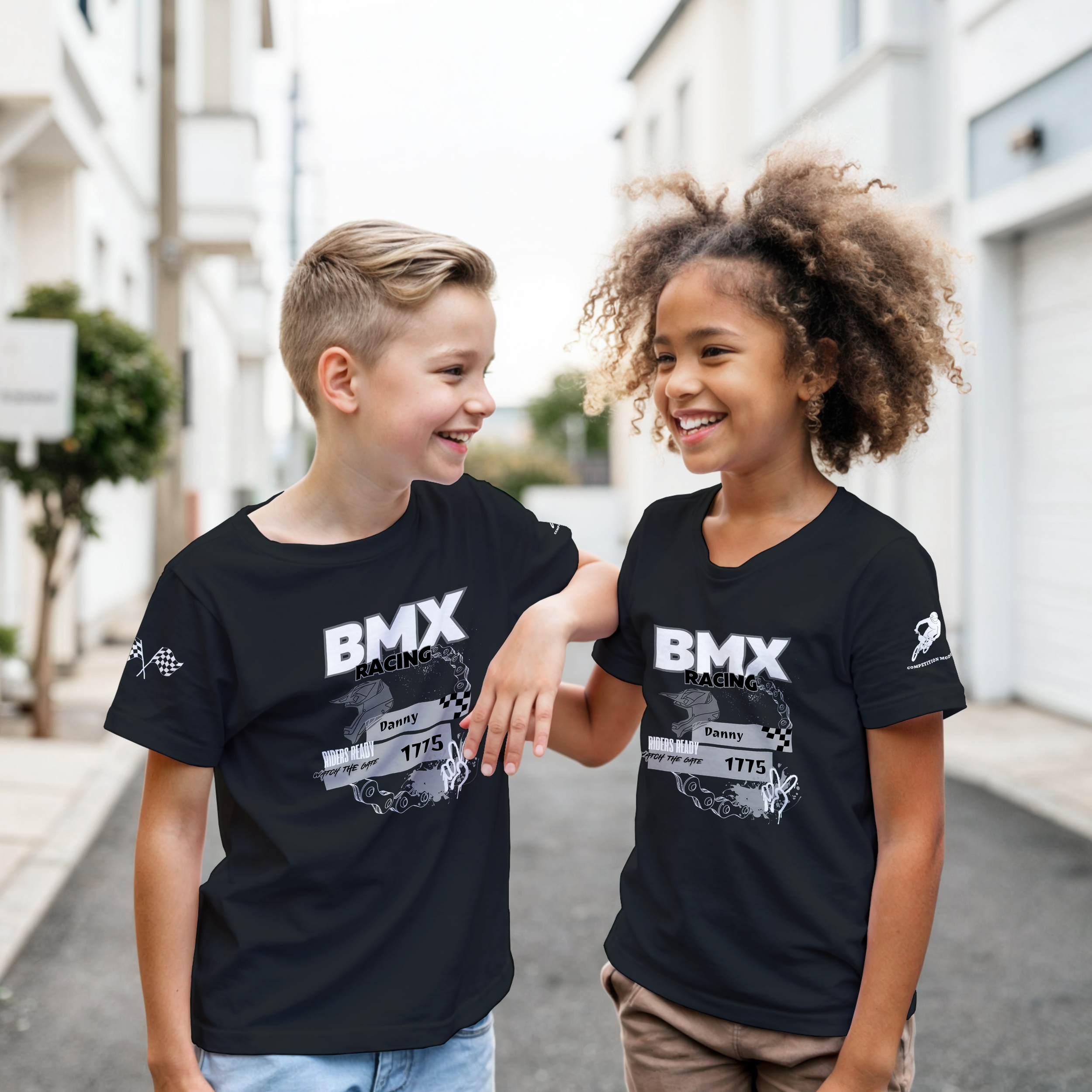 Kinder T-shirt in schwarz " BMX RACING CREW "