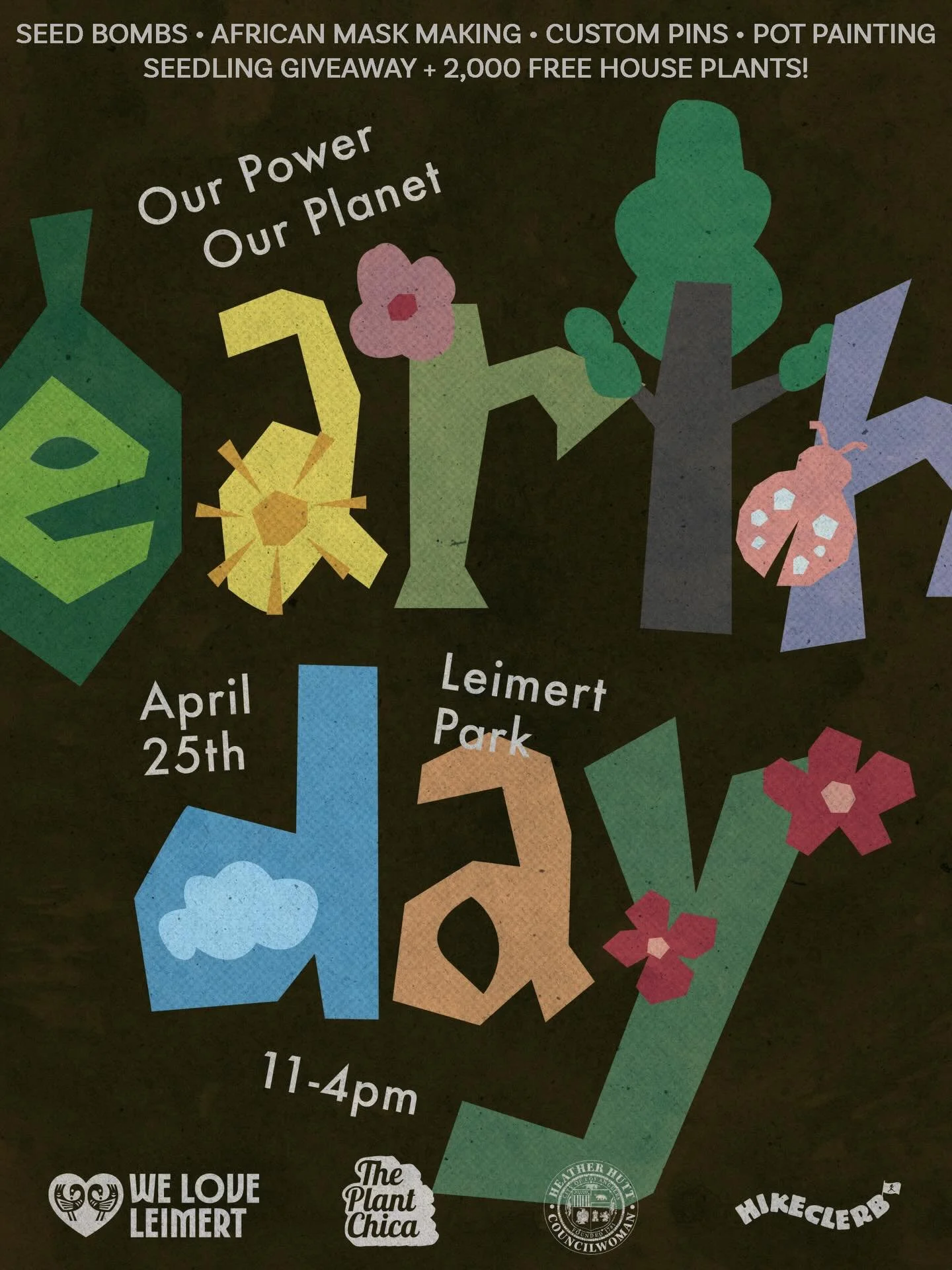 Happy Earth Day 🌱
We can&rsquo;t wait to celebrate with you this Saturday! 

Free workshops all day:
&bull; Seed bombs with @pot_studio_la 
&bull; Custom pins with @ciclavia 
&bull; Composting with @lacompost 
&bull; African mask making with @lacomm