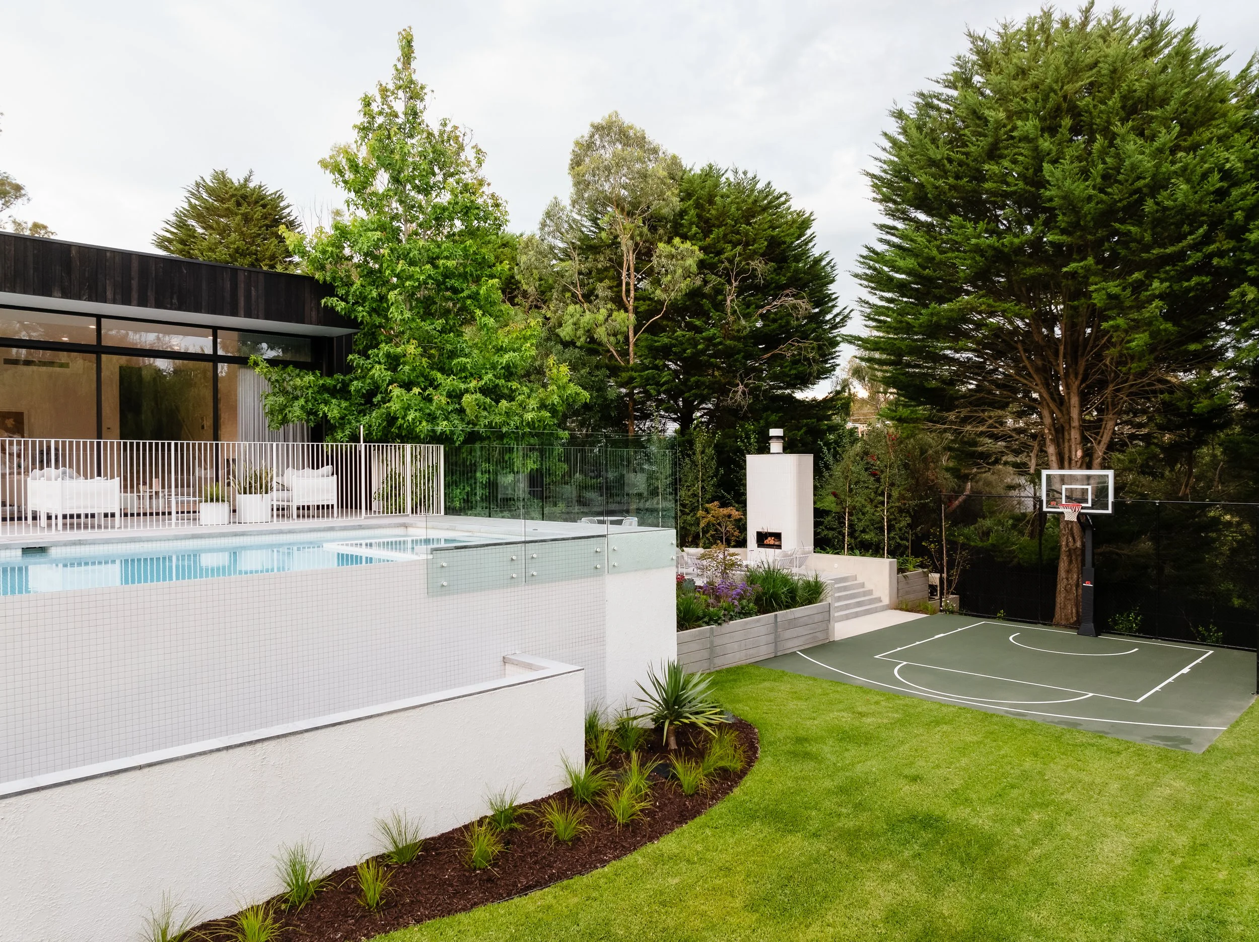 backyard basketball court green surface Mornington Peninsula