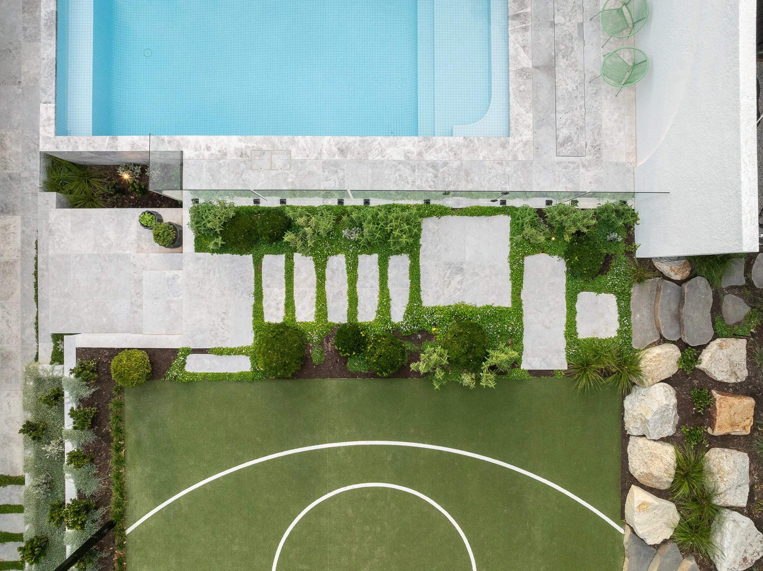 backyard basketball court green surface Eaglemont